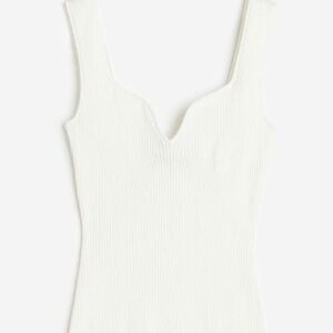 White House Black Market Ivory Ribbed Tank Top